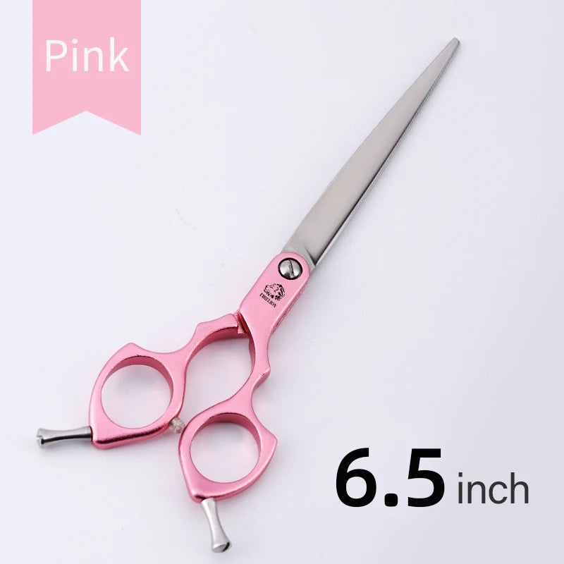 FIRELION Professional 440C 6.0/6.5 Inch Colorful Dog Grooming Scissors Pet Curved Scissors for Cutting Dogs Hair