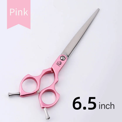 FIRELION Professional 440C 6.0/6.5 Inch Colorful Dog Grooming Scissors Pet Curved Scissors for Cutting Dogs Hair