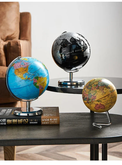 Creative metal rotating globe artwork, suitable for children classroom education learning living room office desktop decoration