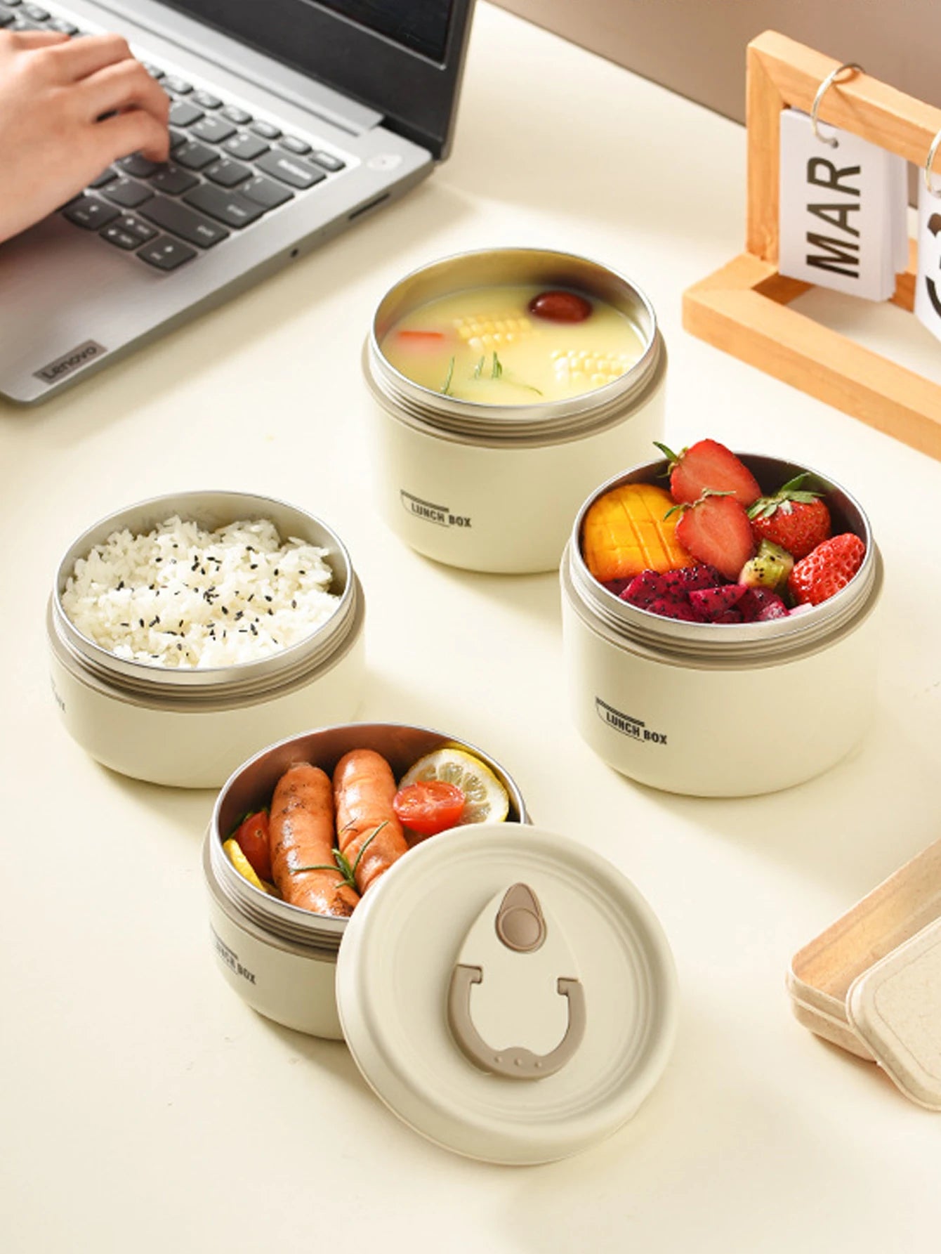 1/2/3/4pcs Portable Insulated Food Lunch Container Set with Thermal Lunch Box Separate Stackable Lunch Container for Adult Kids