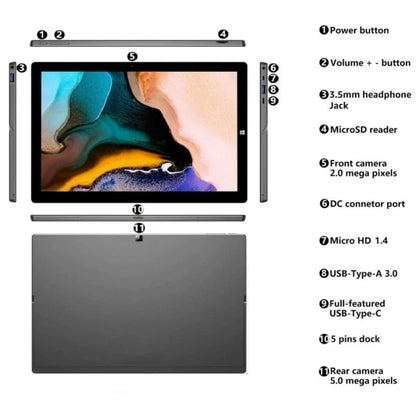 CHUWI Type-C 11.6" Windows 11 Tablet - 8GB RAM 512GB SSD Intel Celeron N4120 1920x1080 IPS