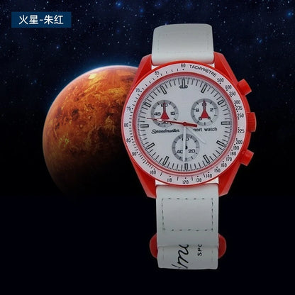 Fashion Trend Women's Watch Swatch Black Snoopy Luxury Brand Men's Watch Plastic Case Timing Moon Exploration Planet Watch
