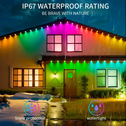 Permanent Eaves LED Smart Outdoor RGBIC WIFI LED Light for House with Remote Full House Eaves Light Party Christmas Holiday Deco