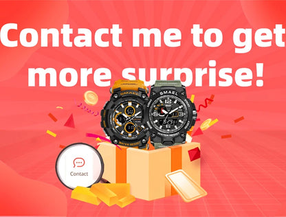 SMAEL 8049 Watch Sport LED Light Alarm Clock Dual Time Display WaterproofWeek Auto Date Wristwatches Quartz