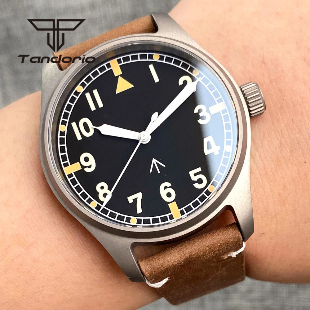Tandorio Titanium Ultralight Dive 39mm Men's Pilot Watch Automatic Miyota 8215/PT5000 Movt AR Sapphire 20BAR Waterproof Luminous