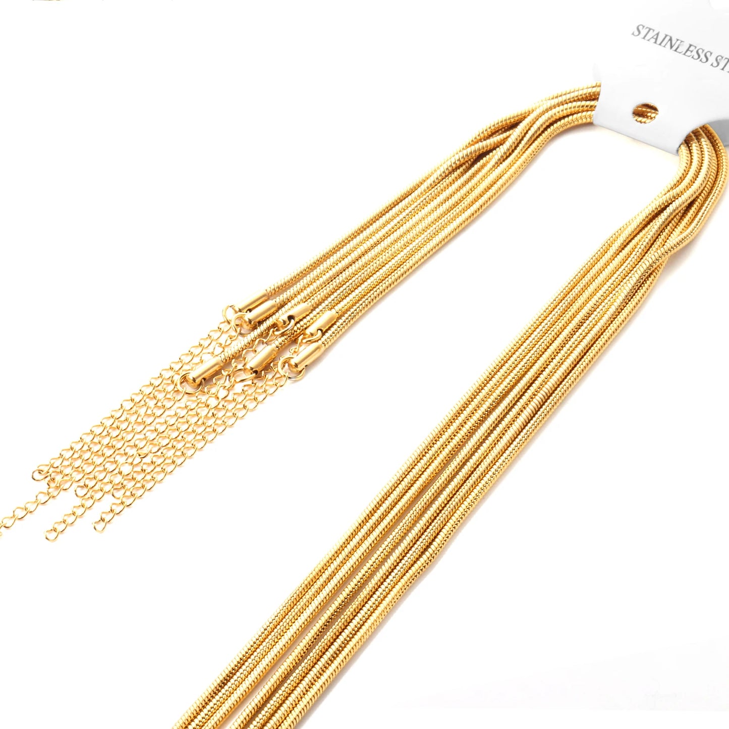 LUXUKISSKIDS 10pcs 1/2mm 45+5cm Round Snake Chain Necklace Men Women Stainless Steel Cuban Chain Necklaces For Jewelry DIY