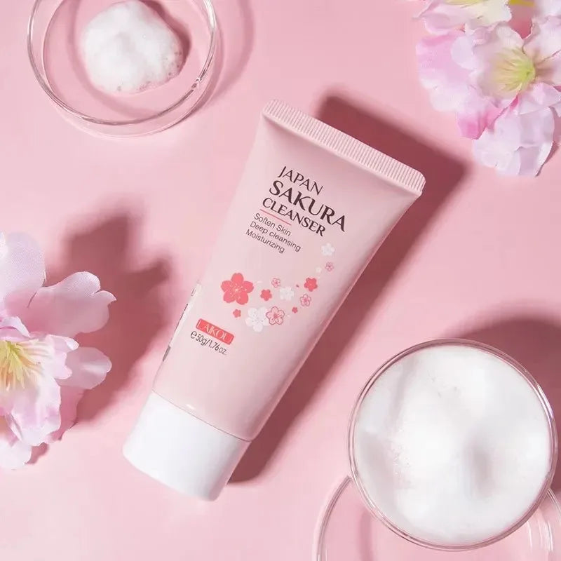LAIKOU Sakura Cleanser Gentle Deep Cleaning Oil Control Moisturizing Shrink Pores Face Skin Care 50g Skin Cleanser All Skin Type