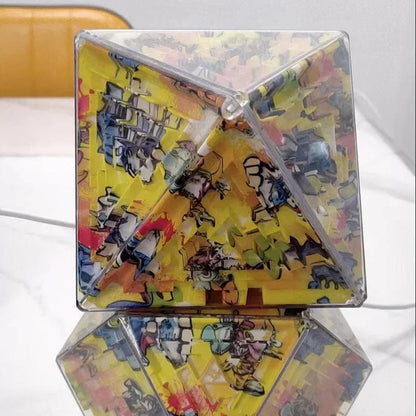 Mini Burn Brain Color 3D Puzzle Cube Maze Box Bead Magic Game intelligent Educational Pocket Fingertip Toy Gift for Kid Adult