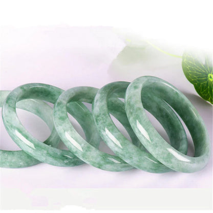 Genuine Natural White Green Jade Bangle Bracelet Chinese Hand-Carved Fashion Charm Jewelry Accessories Amulet Gifts Men Women