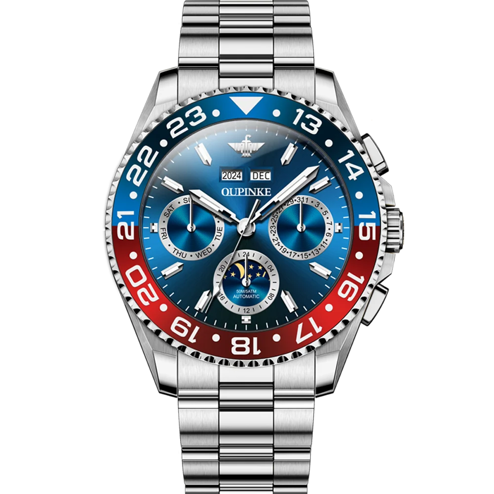 OUPINKE 3271 Original Waterproof Watch For Man Stainless Steel Strap Fashion Automatic Mechanical Wristwatch Luxury Men Gift