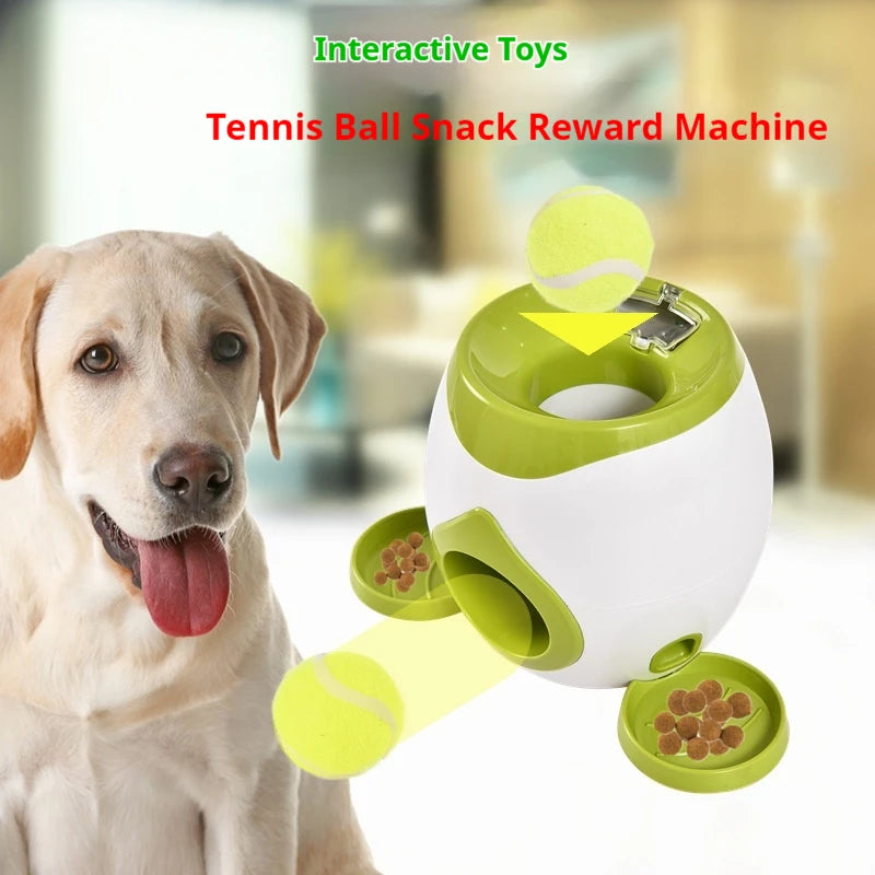 Dog Tennis Ball Food Reward Machine, Interactive Puzzle Toy with Slow Food Dispenser,Outdoor Training Toys Ball Launcher For Pet