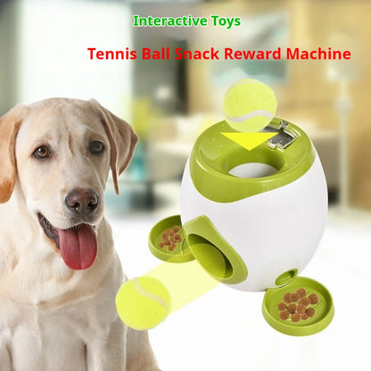 Dog Tennis Ball Food Reward Machine, Interactive Puzzle Toy with Slow Food Dispenser,Outdoor Training Toys Ball Launcher For Pet
