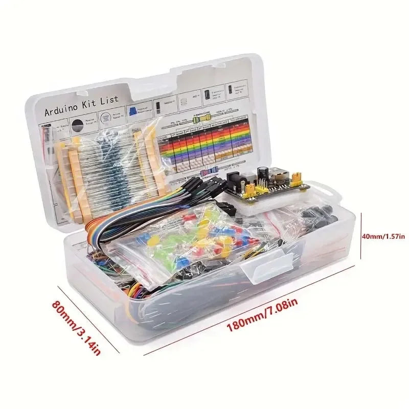 830Pcs DIY Electronics Starter Kit – For Arduino UNO R3, Includes Breadboard, Tie-points, and Electronic Components