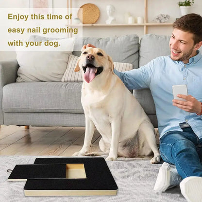 Dog Nail Scratch Board Nail Trim Pad Pull-Out Wooden Pet Scratching Board Toy Built-in Treat Box Dog Sandpaper Board Scratcher