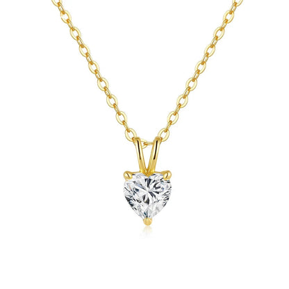CKT Heart-shaped Love Pendant for Women 14K Gold 0.5ct/1ct Diamond Moissanite Necklace Wedding Fine Jewelry