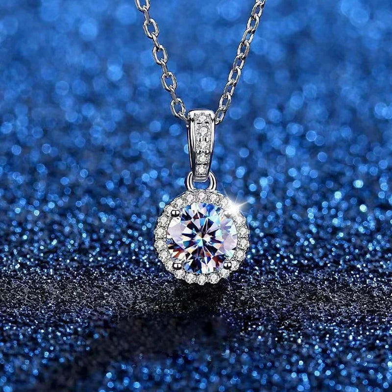 100% Real D Color 1 Carat Moissanite Pendant Necklace GRA Certificate for Women Wedding Bridal S925 Sterling Silver Fine Jewelry