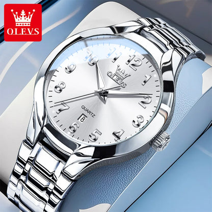 OLEVS 3650 Men Ladies Watch Original Luxury Quartz Watch Waterproof Luminous calendar Stainless Steel Men's brand watches