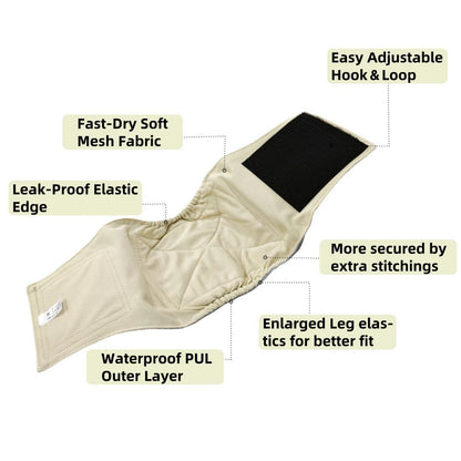 5PCS Washable Male Dog Diaper Comfortable Adjustable Nappy Belly Band Wrap Pee Pant Pet Dogs Leak Proof Sanitary Pants Diapers