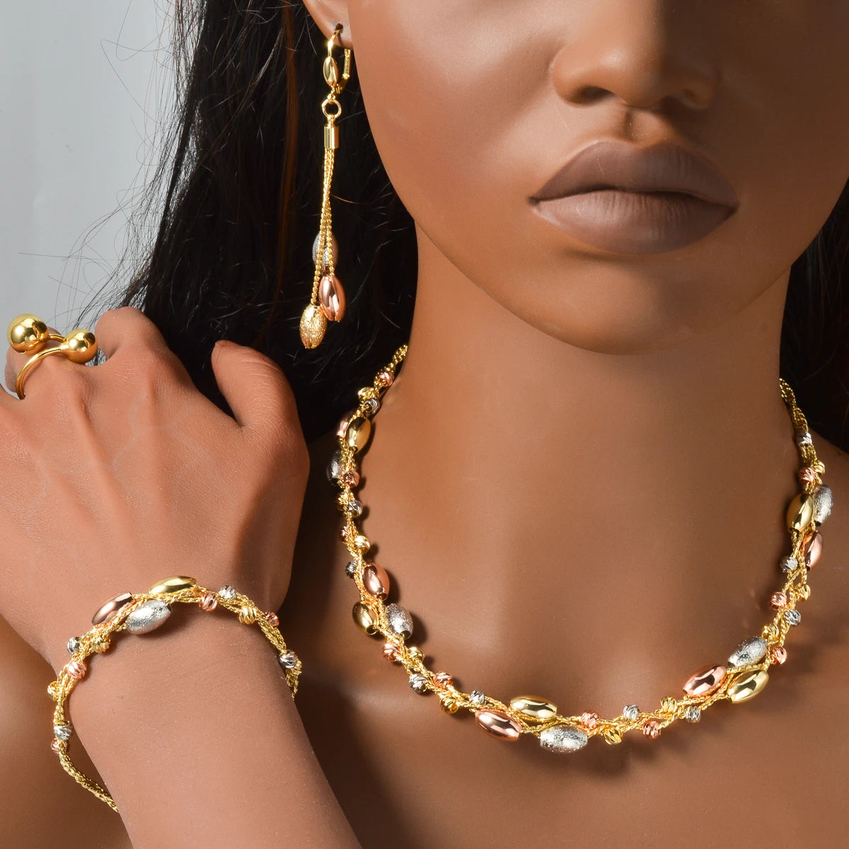 Pearl Pendant 4pcs Jewelry Set – Necklace, Bracelet, Earrings & Ring