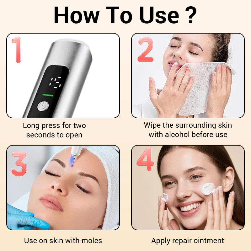 Laser Plasma Pen Mole Wart Skin Tag Remover Black Dots Freckle Dark Spot Wart Eliminator Papilloma Nevus Remover Plasma Pen