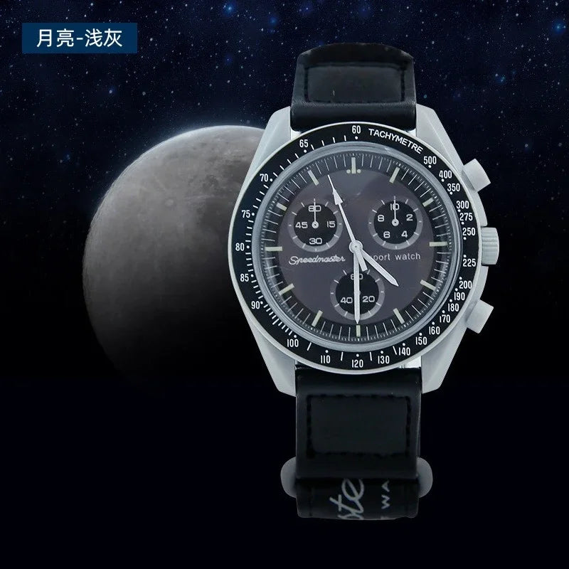 Fashion Trend Women's Watch Swatch Black Snoopy Luxury Brand Men's Watch Plastic Case Timing Moon Exploration Planet Watch