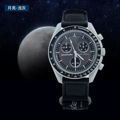 Fashion Trend Women's Watch Swatch Black Snoopy Luxury Brand Men's Watch Plastic Case Timing Moon Exploration Planet Watch