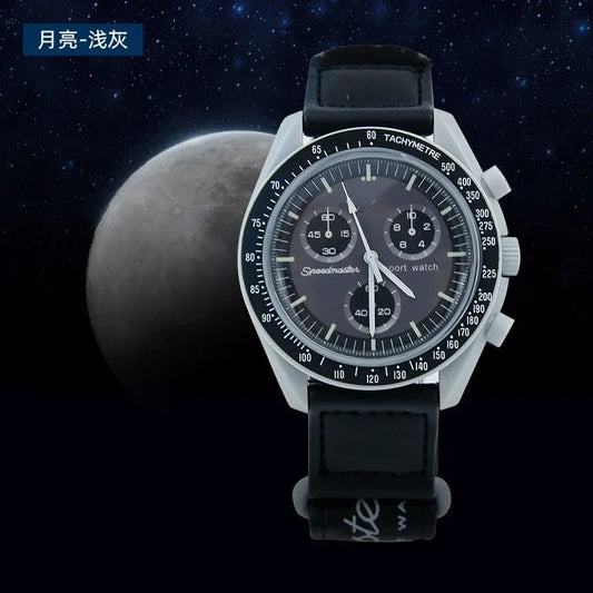 Fashion Trend Women's Watch Swatch Black Snoopy Luxury Brand Men's Watch Plastic Case Timing Moon Exploration Planet Watch