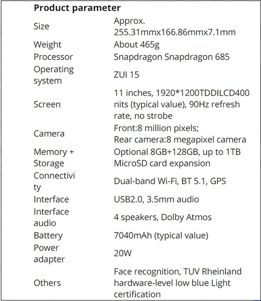 Global ROM Lenovo XiaoXin Pad 2024 Tablet+Case 8GB 128GB Pad Qualcomm Snapdragon 685 Octa Core 11" WIFI 8MP 7040mAh 20W Charger