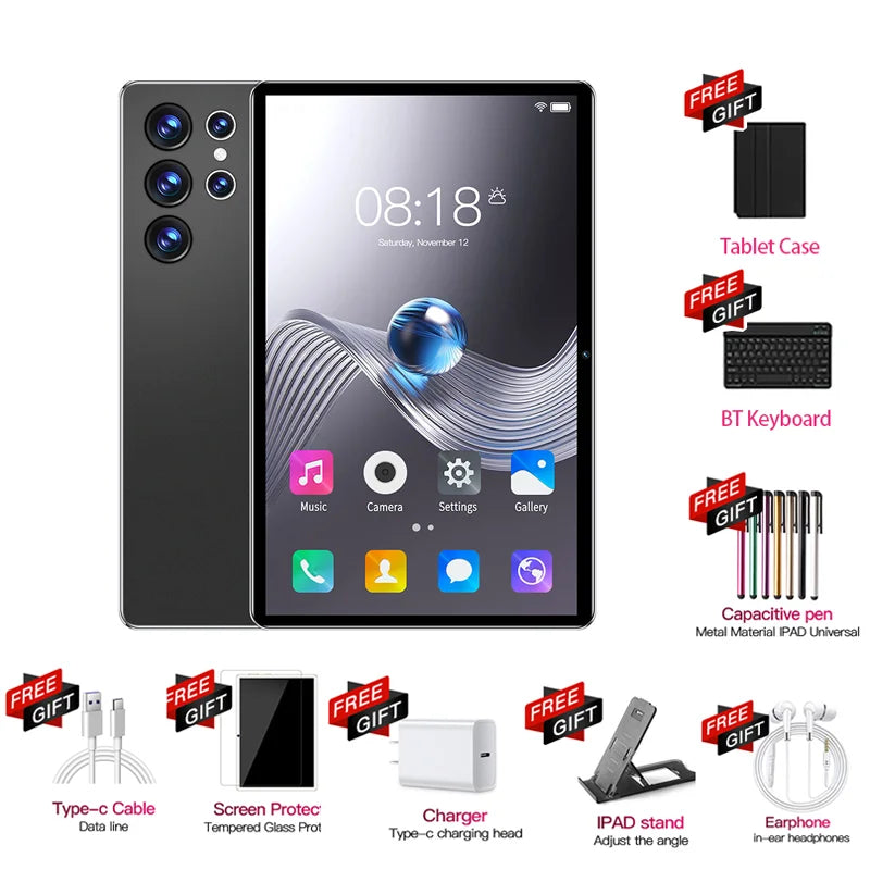 2025 NEW Pad S23 Ultra Tablets MTK6797 Android 12 16GB+1TB 5G Dual SIM 10 Core 10000mAh Bluetooth WiFi WPS Original Tablet PC
