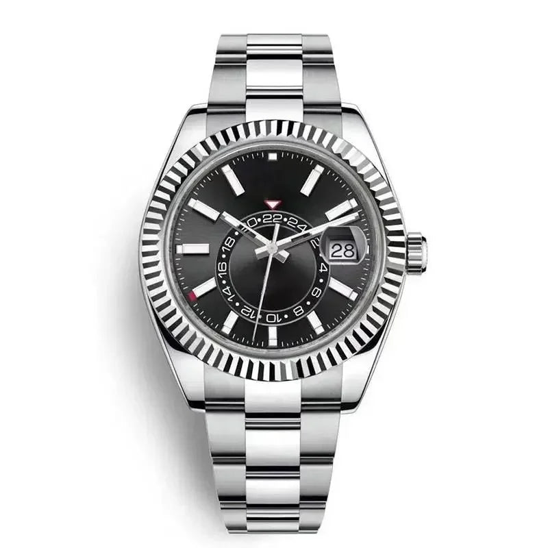 Men Watches Waterproof Dual Time Zone Luxury 904L Stainless Steel Watches Automatic Mechanical Sweep Movement Male Wristwatches