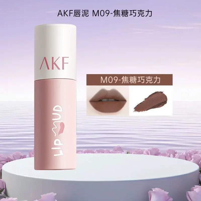 AKF Lip Mud Matte Velvet Soft Mist Lipstick Moisturizing Longlasting High Pigmented Lip Tint Lip Glaze Cosmetics Makeup
