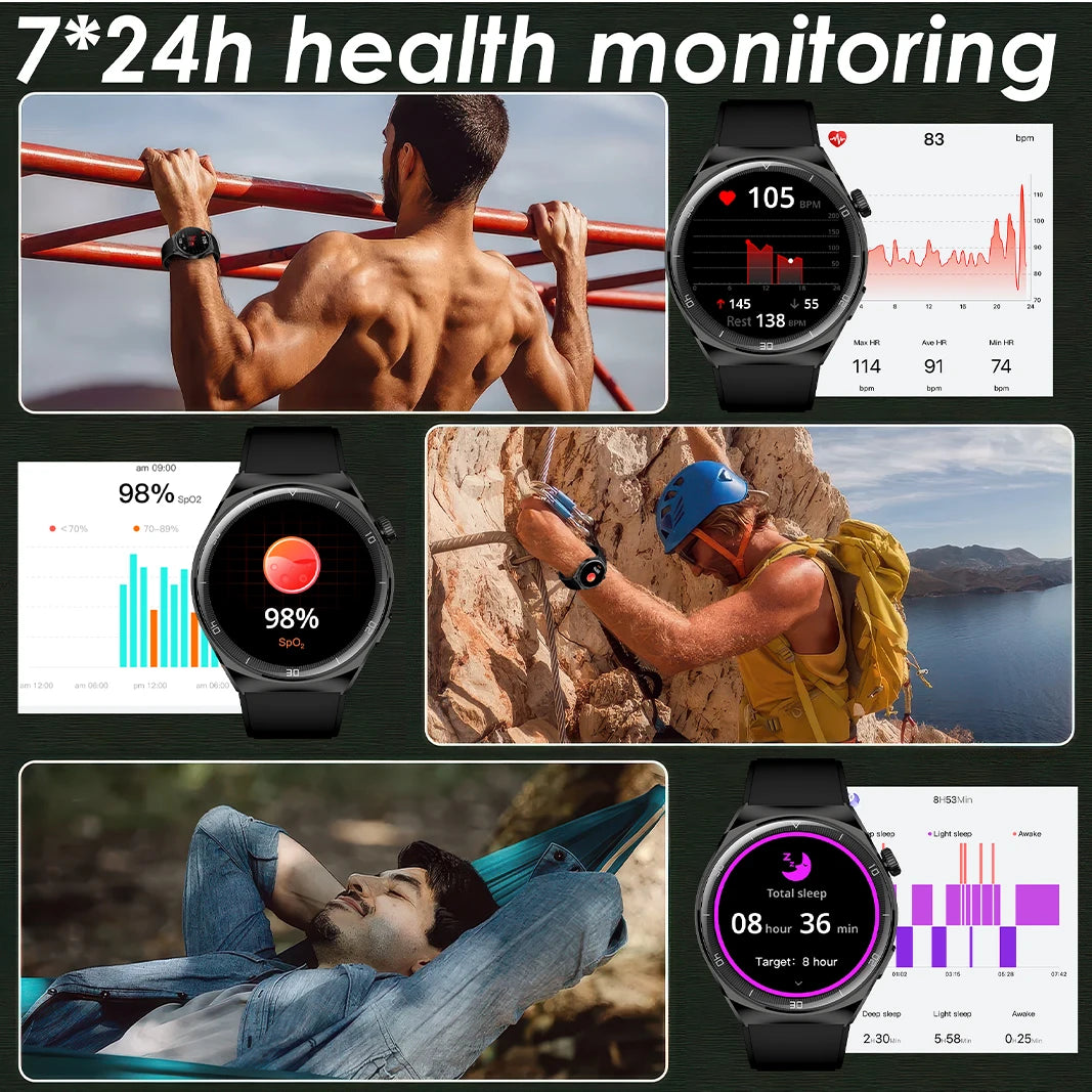 Pinteek Smart watch with AMOLED screen, call, message reminder, music control and other functions, compatible with ios/android