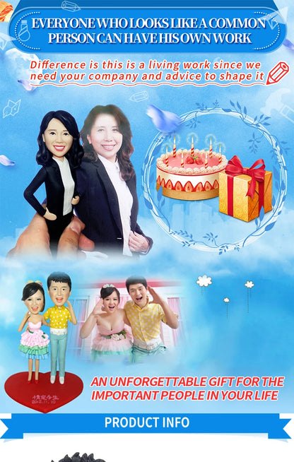 Custom Handmade Bobblehead Figurines, Personalized Clay Dolls figuras Statue Sculpture from photo,Christmas Gift for Husband