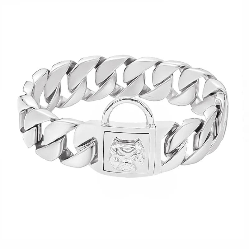 Gold Silver Collar for Large Dog 32mm Stainless Steel Chain Metal Pet Choker Dog Accessories for Cane Corso Labrador Rottweiler