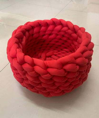 Weave Pet Nest Thick Line Dog Kennel Diameter 30-60cm Warm Detachable Washable Round Cat Bed Four Seasons Available Pet Supplies
