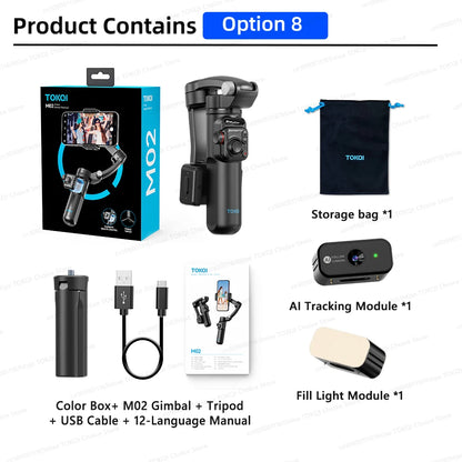 Handheld 3-Axis Gimbal Phone Holder Anti Shake Video Record with Selfie Tripod Stabilizer for Xiaomi iPhone Cellphone Smartphone