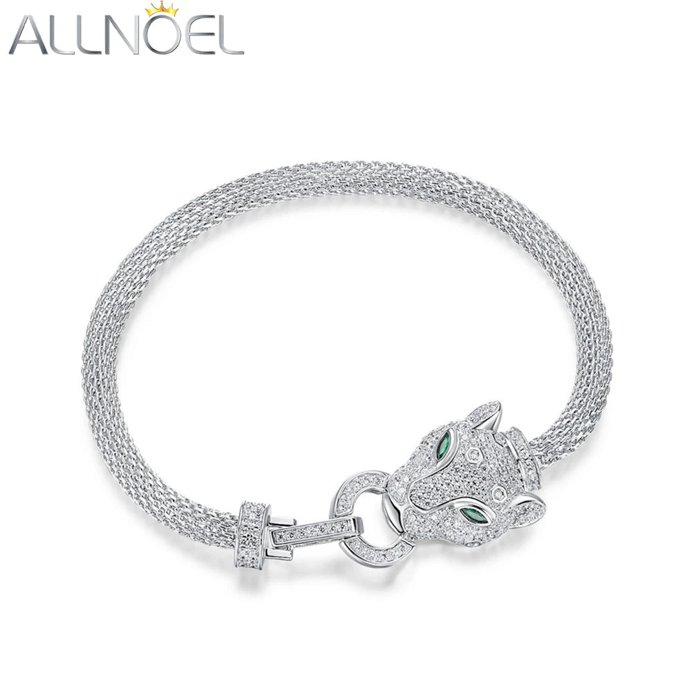 ALLNOEL 100% 925 Silver Bracelet For Women Hollow Leopard Head Panther Snake New Year Gifts Hip Hop Animal Jewelry Wholesale