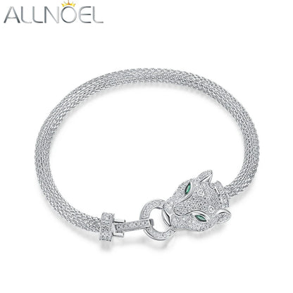 ALLNOEL 100% 925 Silver Bracelet For Women Hollow Leopard Head Panther Snake New Year Gifts Hip Hop Animal Jewelry Wholesale