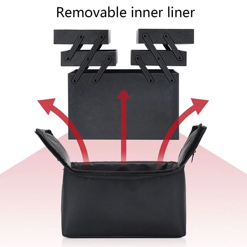 Large Makeup Carrying Train Case For Women Manicurist Toolbox 4 Tier Storage Box Travel Makeup Case Professional Nail Organizer