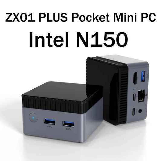 SZBOX ZX01 PLUS Pocket Mini PC Intel N150 LPDDR5 12GB M.2 SSD Type-C Office Desktop Gamer Computer Wifi5 BT5.0 Windows 11 PRO