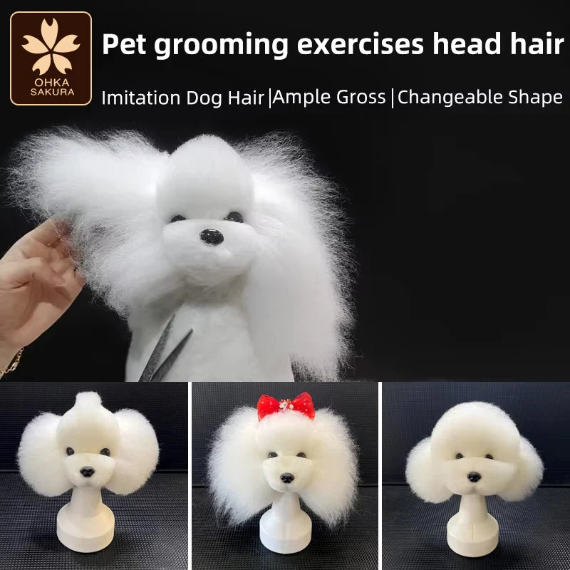 Pet simulated head hair fake dog head model beautician practice cutting dog hair dog body Wig Pet Grooming Trimming Practice