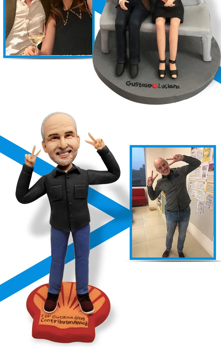 Custom Handmade Bobblehead Figurines, Personalized Clay Dolls figuras Statue Sculpture from photo,Christmas Gift for Husband