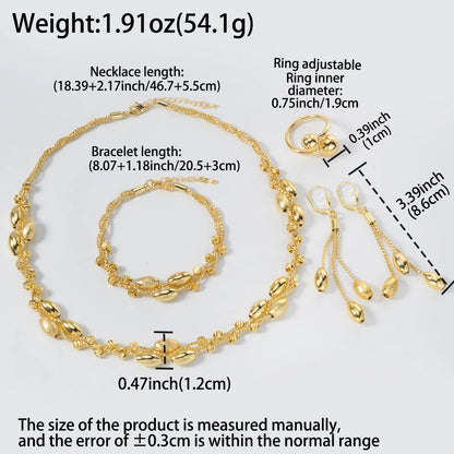 Pearl Pendant 4pcs Jewelry Set – Necklace, Bracelet, Earrings & Ring