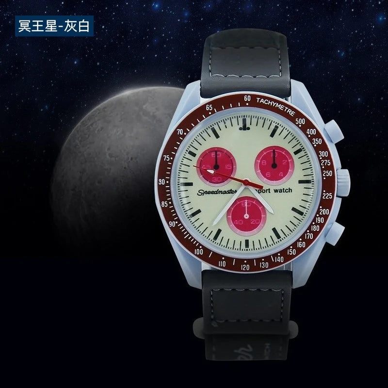 Fashion Trend Women's Watch Swatch Black Snoopy Luxury Brand Men's Watch Plastic Case Timing Moon Exploration Planet Watch