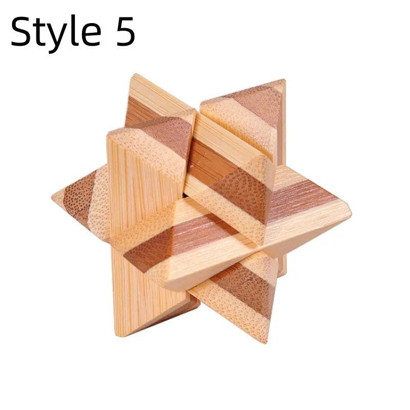Wooden Kong Ming Lu Ban Lock – 3D IQ Brain Teaser Montessori Puzzle Toy for Kids & Adults