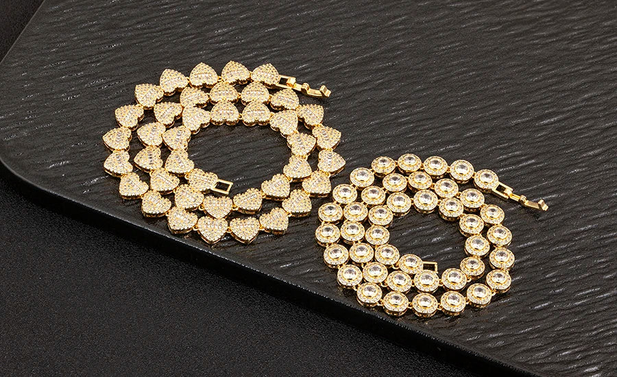 Nidin New Arrival Romantic Heart/Round Shape Shiny Crystal Zircon Chain Necklace For Women Female Valentine's Day Jewelry Gifts