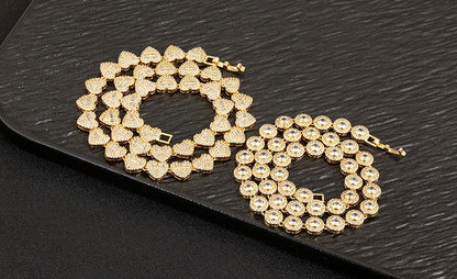 Nidin New Arrival Romantic Heart/Round Shape Shiny Crystal Zircon Chain Necklace For Women Female Valentine's Day Jewelry Gifts