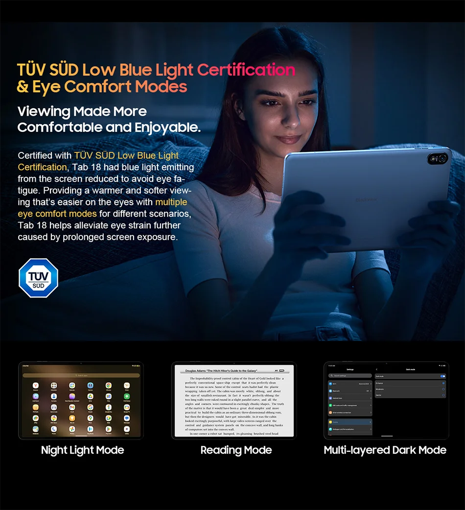 Blackview Tab 18 Tablet - 12" 2.4K FHD+ Display 8GB 256GB MTK Helio G99 8800mAh Pressure Sensitivity