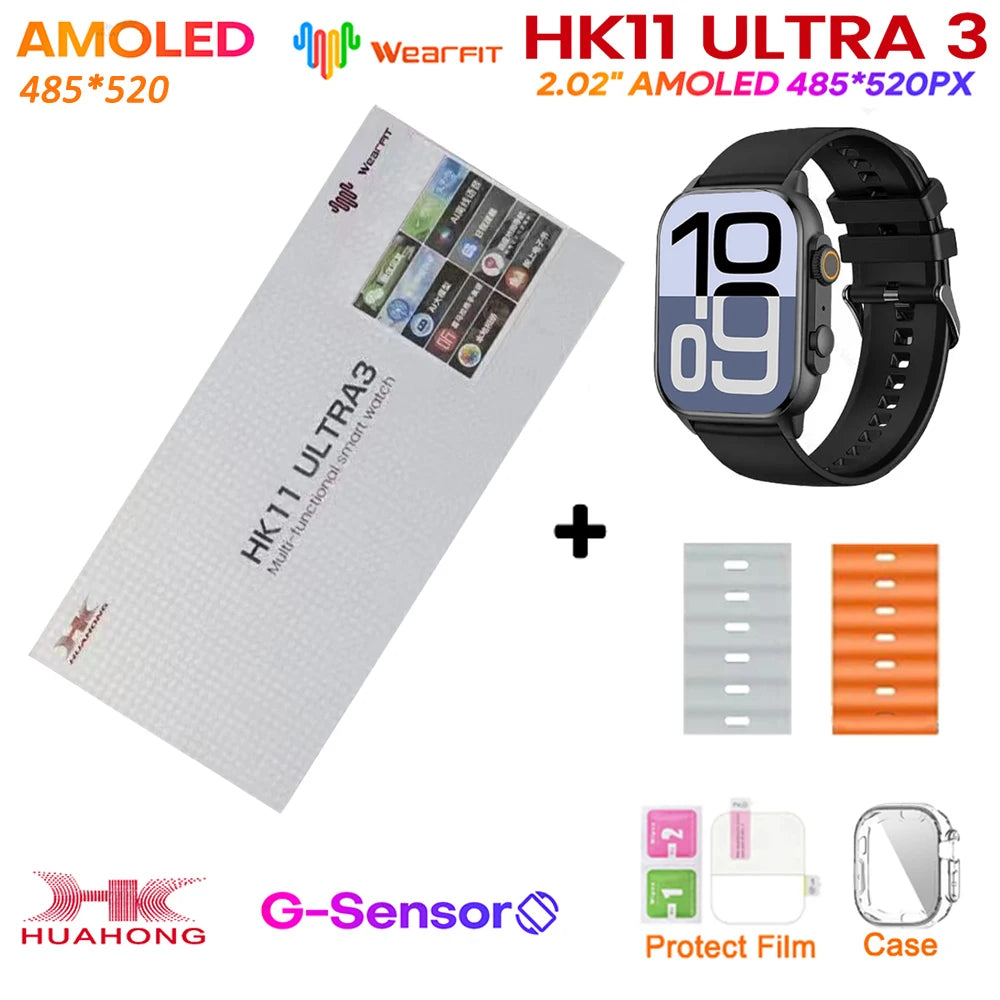 New HK11 ULTRA 3 MAX Smartwatch 2025 49mm HD AMOLED 4G ROM Bluetooth Network Call Robot Clock NFC Compass Smart Watch Men Women