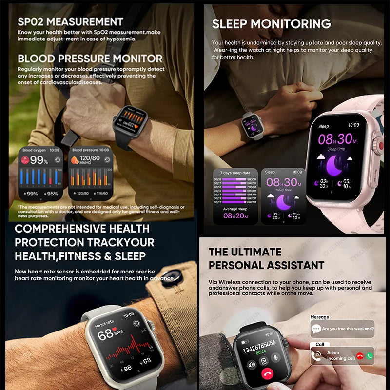 For Apple Watch Ultra 2 1000 mAh Smart Watch Men Women 1.85-inch HD Full Touch Screen IP68 Waterproof Bluetooth Call Smartwatch